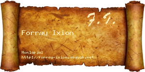 Forray Ixion névjegykártya
